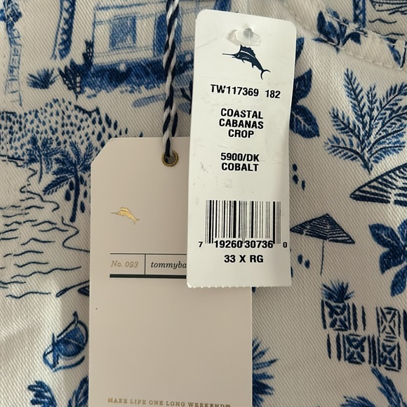 Tommy Bahama cropped white & blue print jeans. NWT - Picture 3 of 5